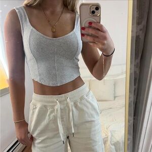 Aerie Light Gray Ribbed Crop Top